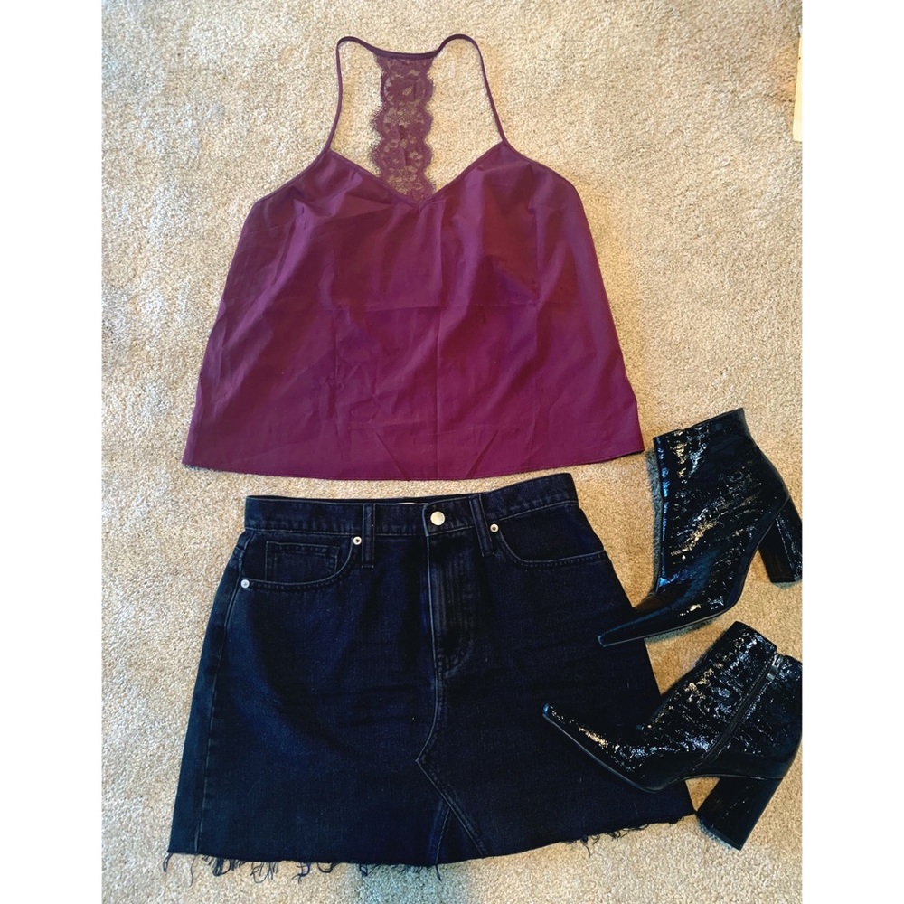 Purple Lace Back Tank- Anthropologie